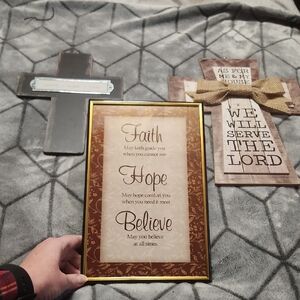 Inspirational Wall Art Set with Faith, Hope, Believe Quotes